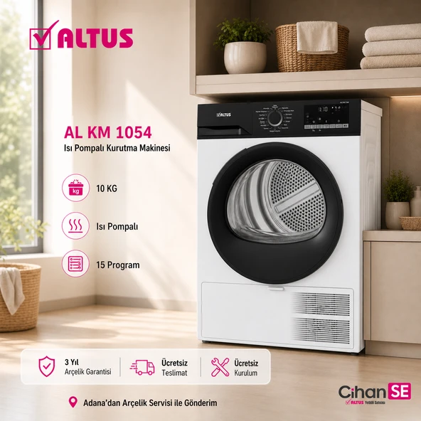 Altus KM 1054 Isı Pompalı 10 KG Çamaşır Kurutma Makinesi Yeni Model