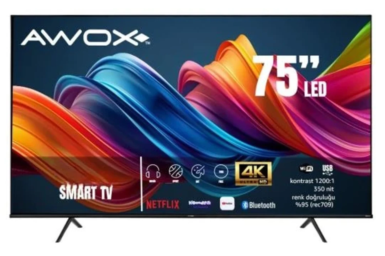 Awox B227500 4K Ultra HD 75″ 190 Ekran Uydu Alıcılı Smart LED TV