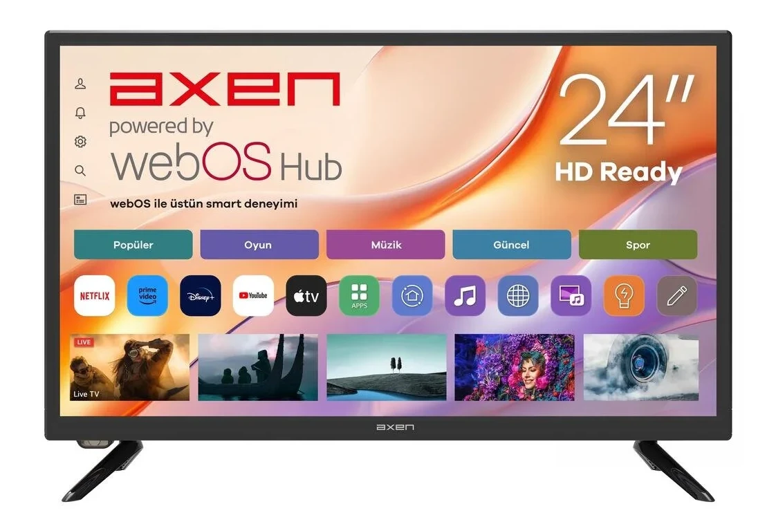 Axen 24 İnç webOS TV (AX24LEDI262C-S) 12 V Kamp, Tekne Uyumlu