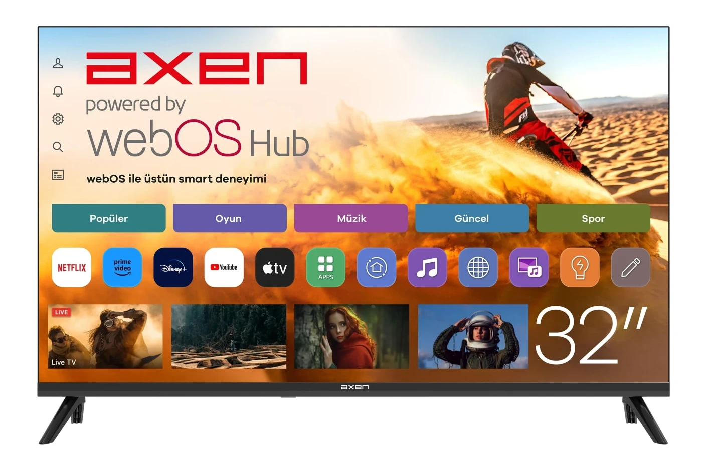 Axen AX32HMLN-W02S HDR Milan 32″ 80 Ekran Uydu Alıcılı HD Ready WebOS Smart LED TV