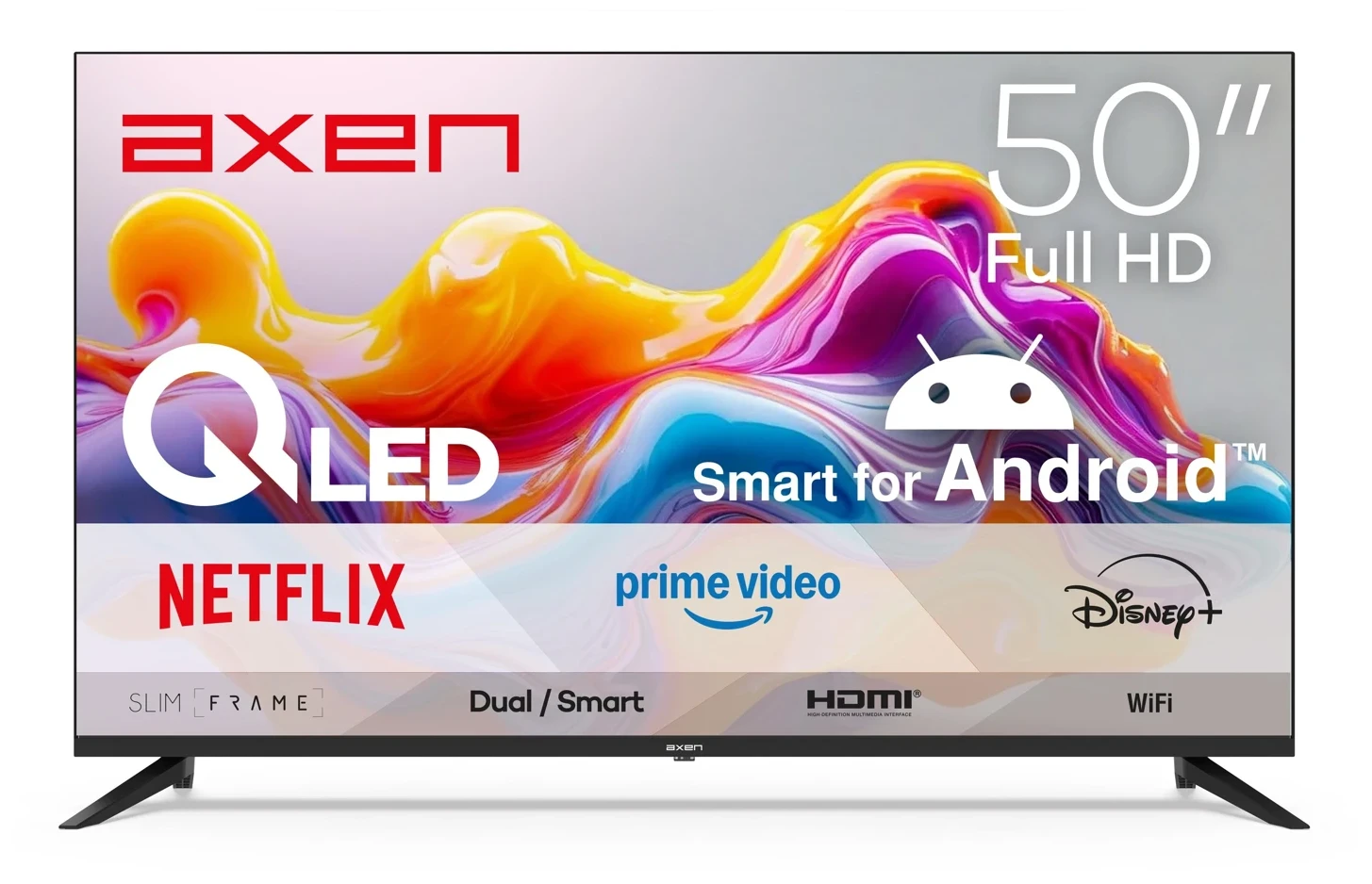 Axen AX50QFPRL-A14S 50″ 126 Ekran Uydu Alıcılı Full HD Android Smart QLED TV –