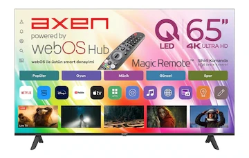 Axen AX65QUMLN-W02M 65″ 4K Ultra HD webOS ThinQ AI Destekli Sihirli Kumanda 164 cm QLED 4K SMART TV