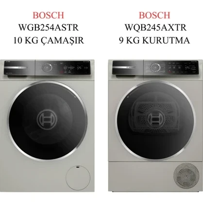 Bosch WGB254ASTR – WQB245AXTR 10 kg Çamaşır ve 9 kg Kurutma 2’li Serie 8 Set