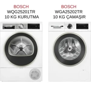 Bosch WQG25201TR 10 kg Kurutma ve WGA25202TR 10 kg Çamaşır Makinesi Renkli 2’li Set