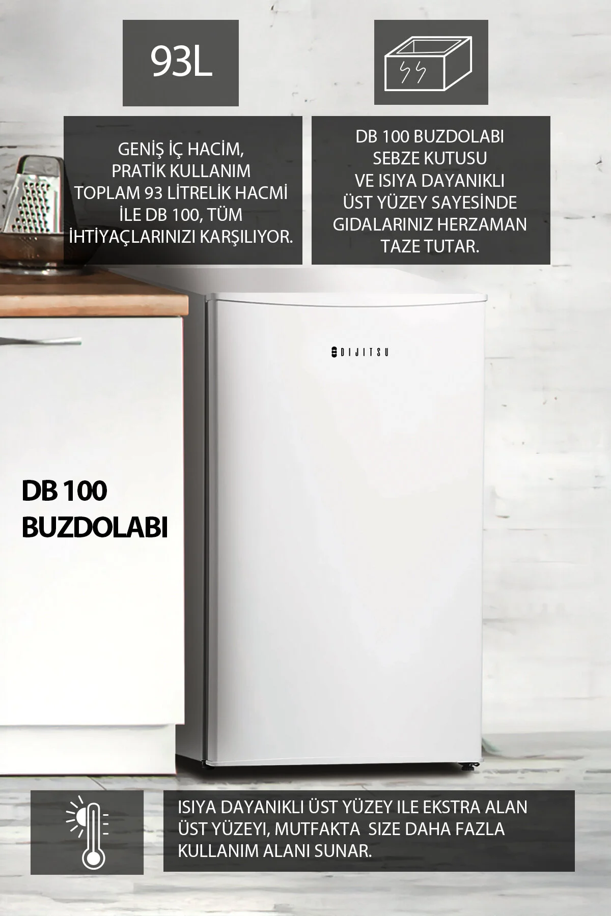 Dijitsu DB100 Mini Buzdolabı A+ 93 l Tezgâh Altı Büro Tipi Yorumları,