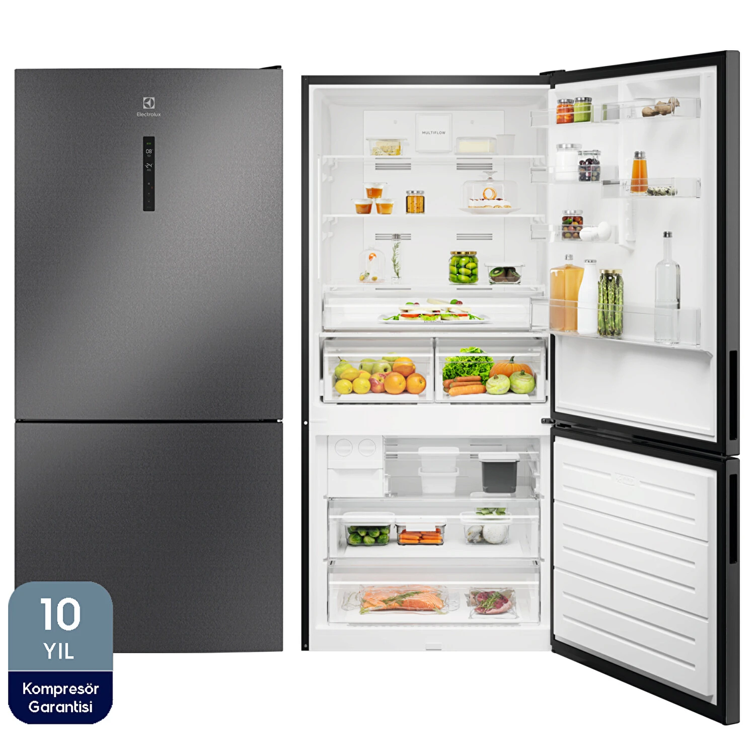 Electrolux LNT7MD58B TwinTech No Frost 588 lt 84 cm Alttan Donduruculu Buzdolabı D Enerji Sınıfı Inox