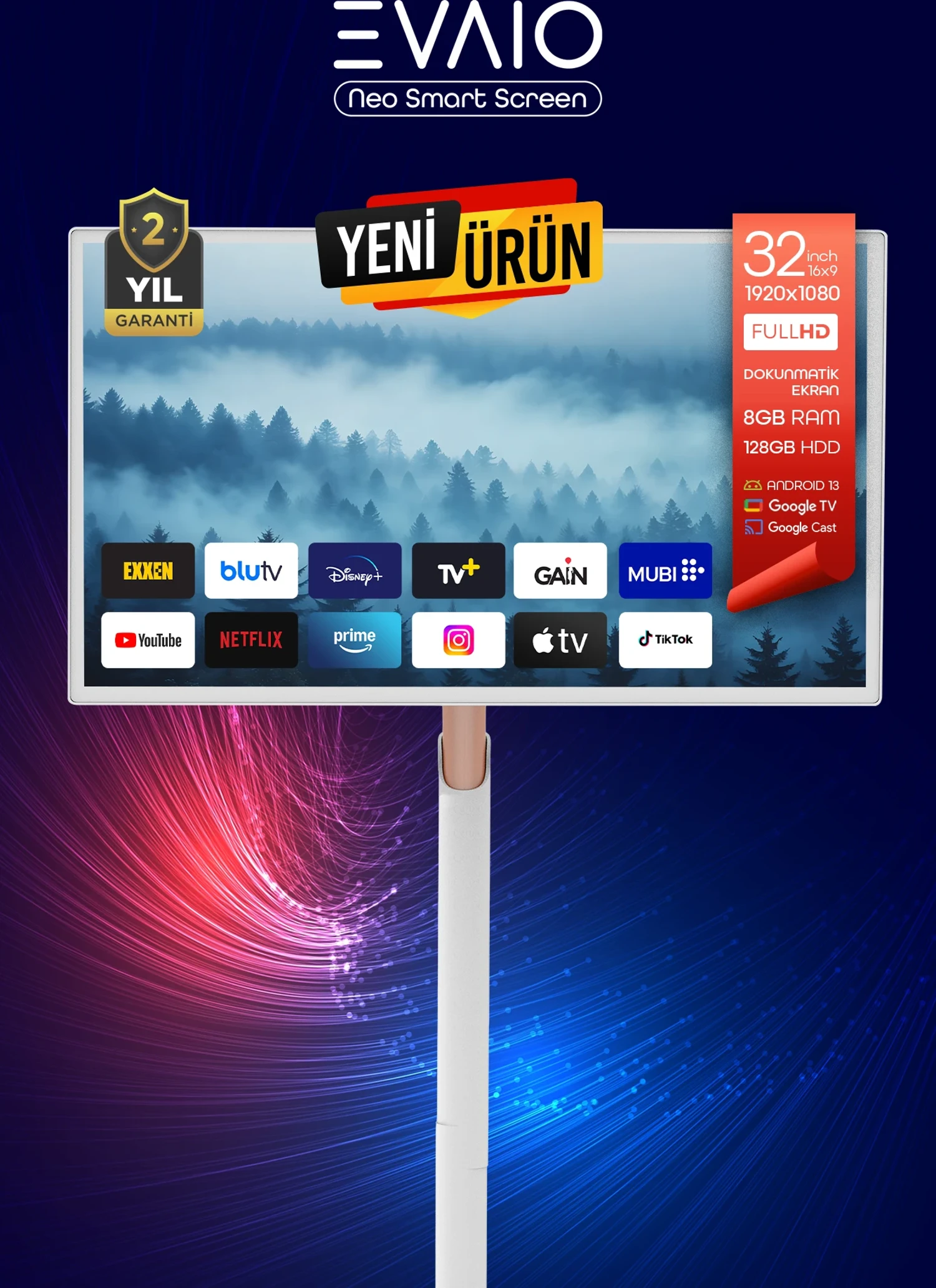 EVAIO Neo 32 inç 80 Ekran FHD Taşınabilir Android Smart LED Ekran