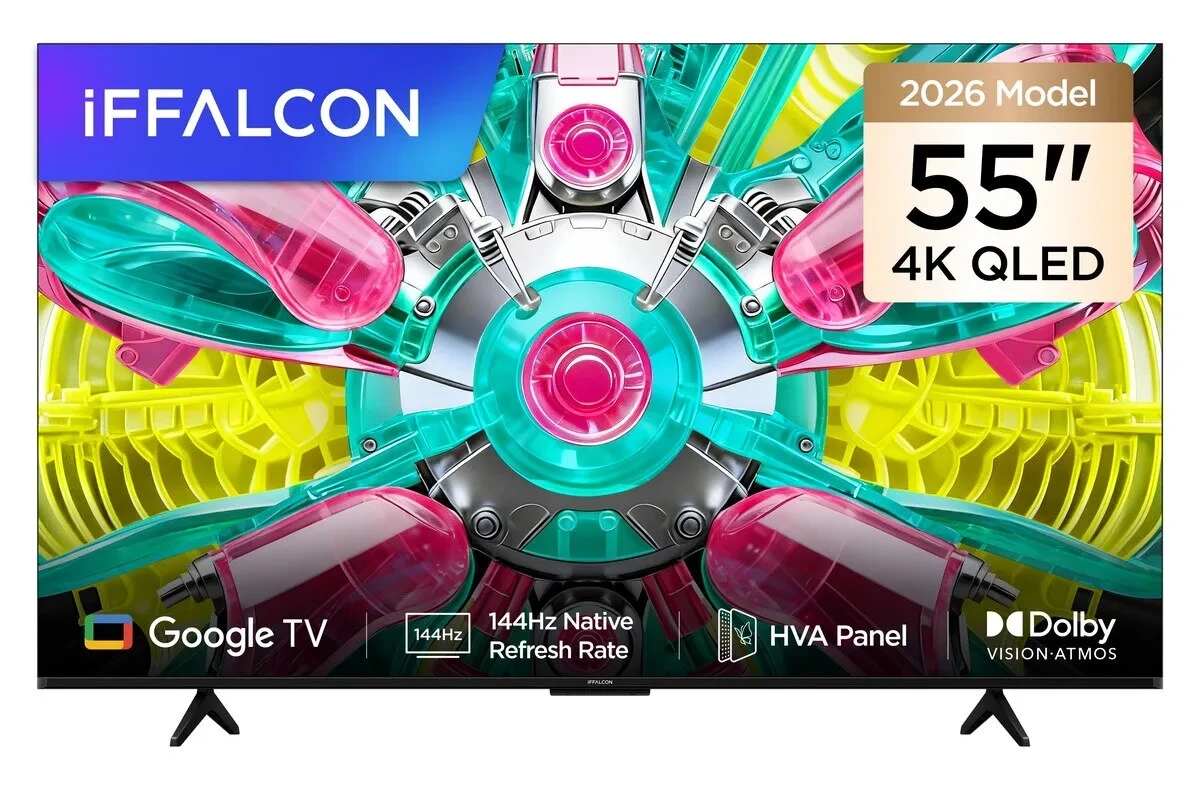 iFFALCON 55U75A 55 İnç Akıllı TV 4K QLED Google TV, 144Hz Yenileme Hızı (2026 Model)