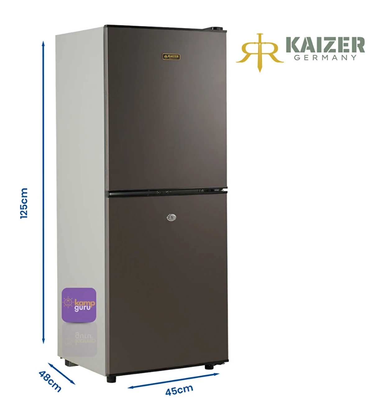 Kaizer Germany 140 Alttan Buzluklu Antrasit 12 Volt 24 Volt Buzdolabı