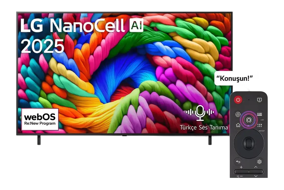 LG 65NANO90A 65 inç 165 Ekran 4K Smart AI Uydu Alıcılı 60Hz HDR10 Sihirli Kumanda webOS25 LED TV