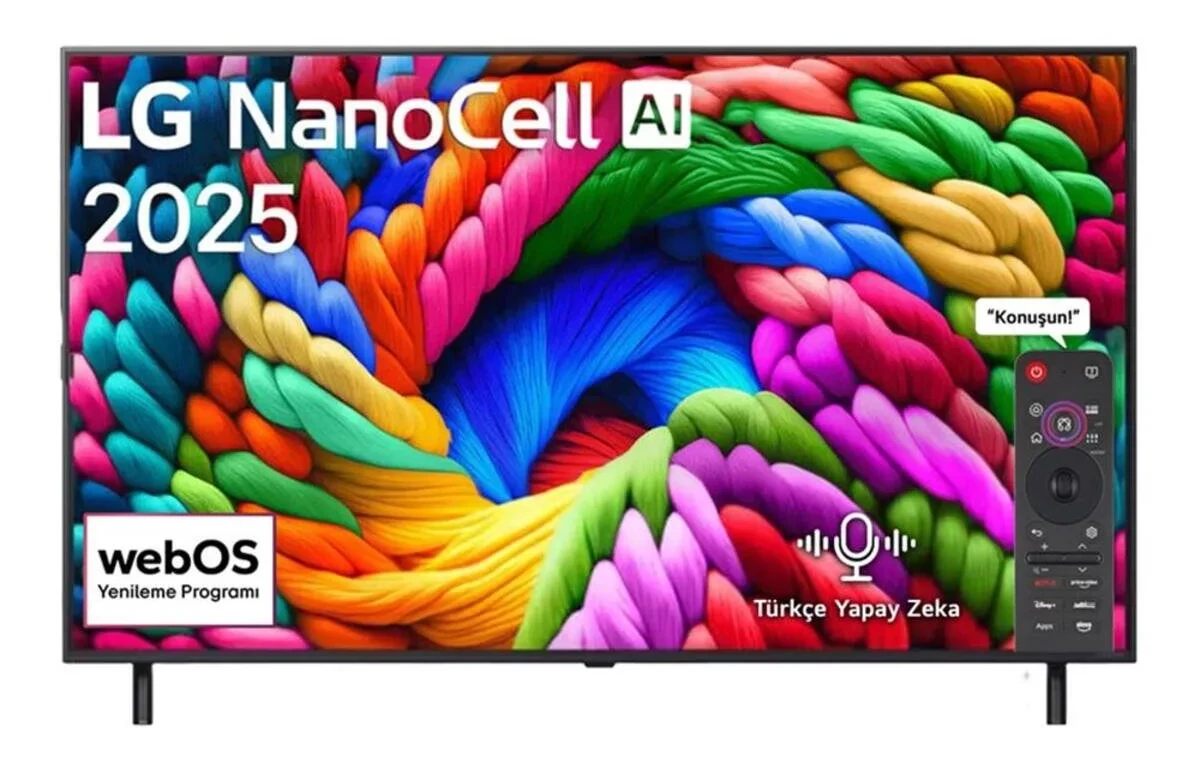 LG 75NANO90A6BZ 75 inç 190 cm UHD 4K Smart TV AI Sihirli Kumanda webOS25,Uydu Al