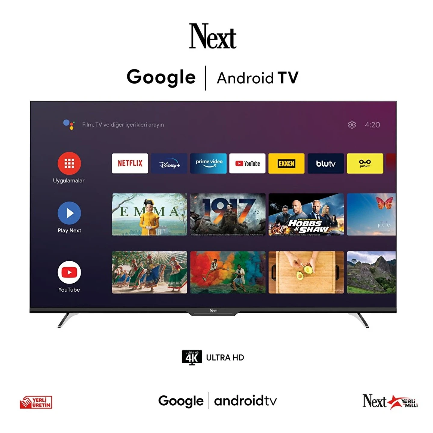Next YE 55GFSG7 55 139 Ekran Uydu Alıcılı 4K Ultra HD Smart LED TV