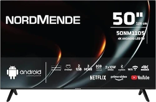 Nordmende 50NM1105 Frameless 4K Ultra HD 50″ 127 Ekran Uydu Alıcılı Android Smart LED TV
