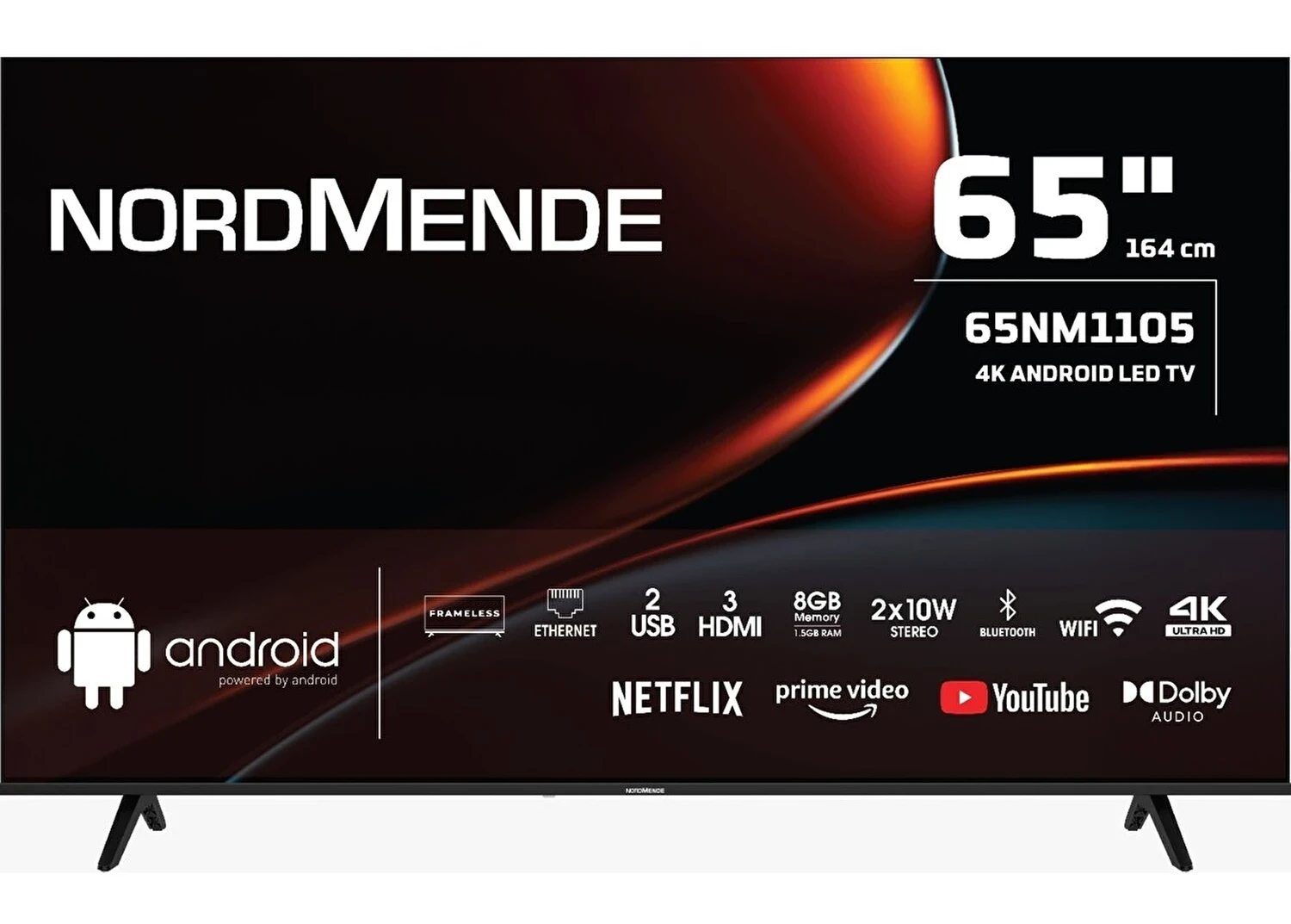 Nordmende 65NM1105 Frameless 4K Ultra HD 65 165 Ekran Uydu Alıcılı Android Smart LED TV