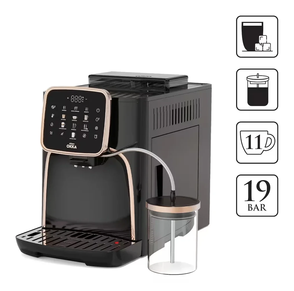 OK0028 Okka Espresso Pro M Tam Otomatik Espresso Makinesi, 11 Sıcak ve Soğuk İçecek,