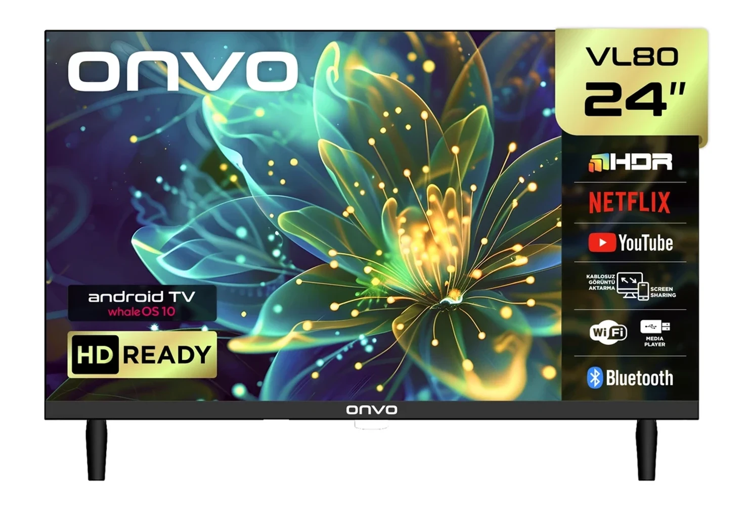 Onvo 24VL80F2HA 24” 60 Ekran Uydu Alıcılı HD Ready WhaleOS LED TV ( 12V Uyumlu )