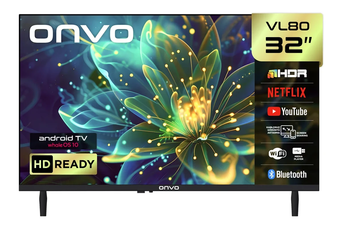ONVO 32VL80F2HA 32” 82 Ekran Uydu Alıcılı HD Ready WhaleOS 10 LED TV