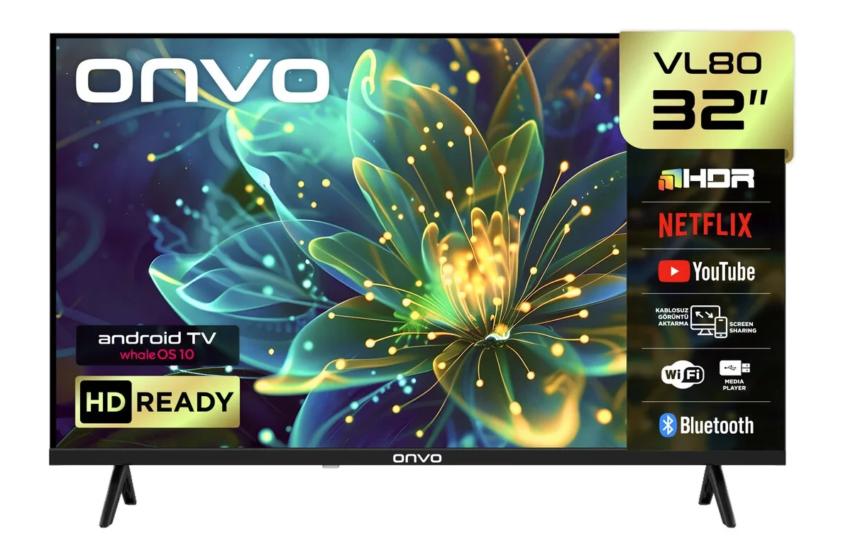 ONVO 32VL80F3HA 32” 82 Ekran Uydu Alıcılı HD Ready WhaleOS LED TV