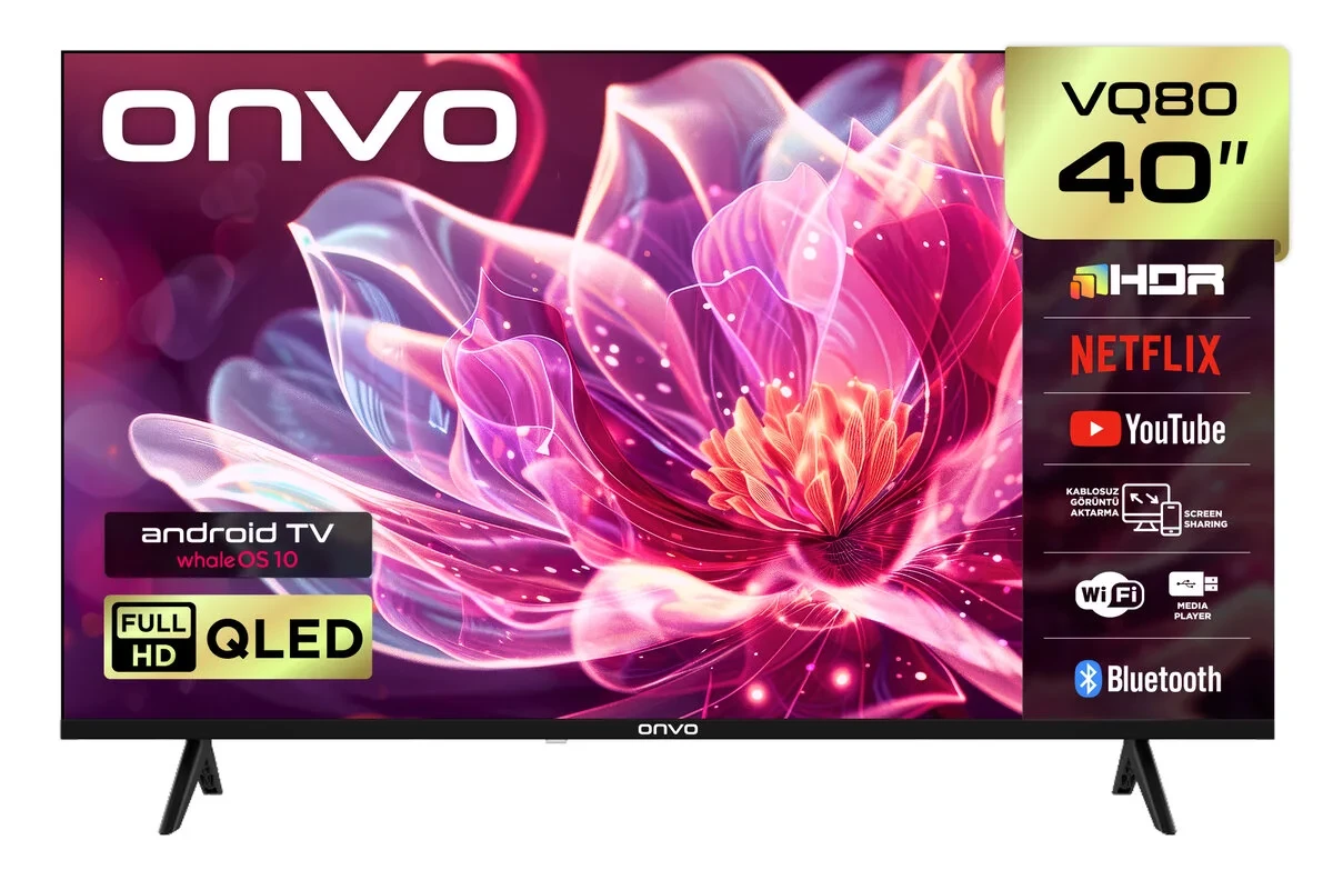 ONVO 40VQ80F3FA 40” 102 Ekran Uydu Alıcılı Full Hd Whaleos QLED TV