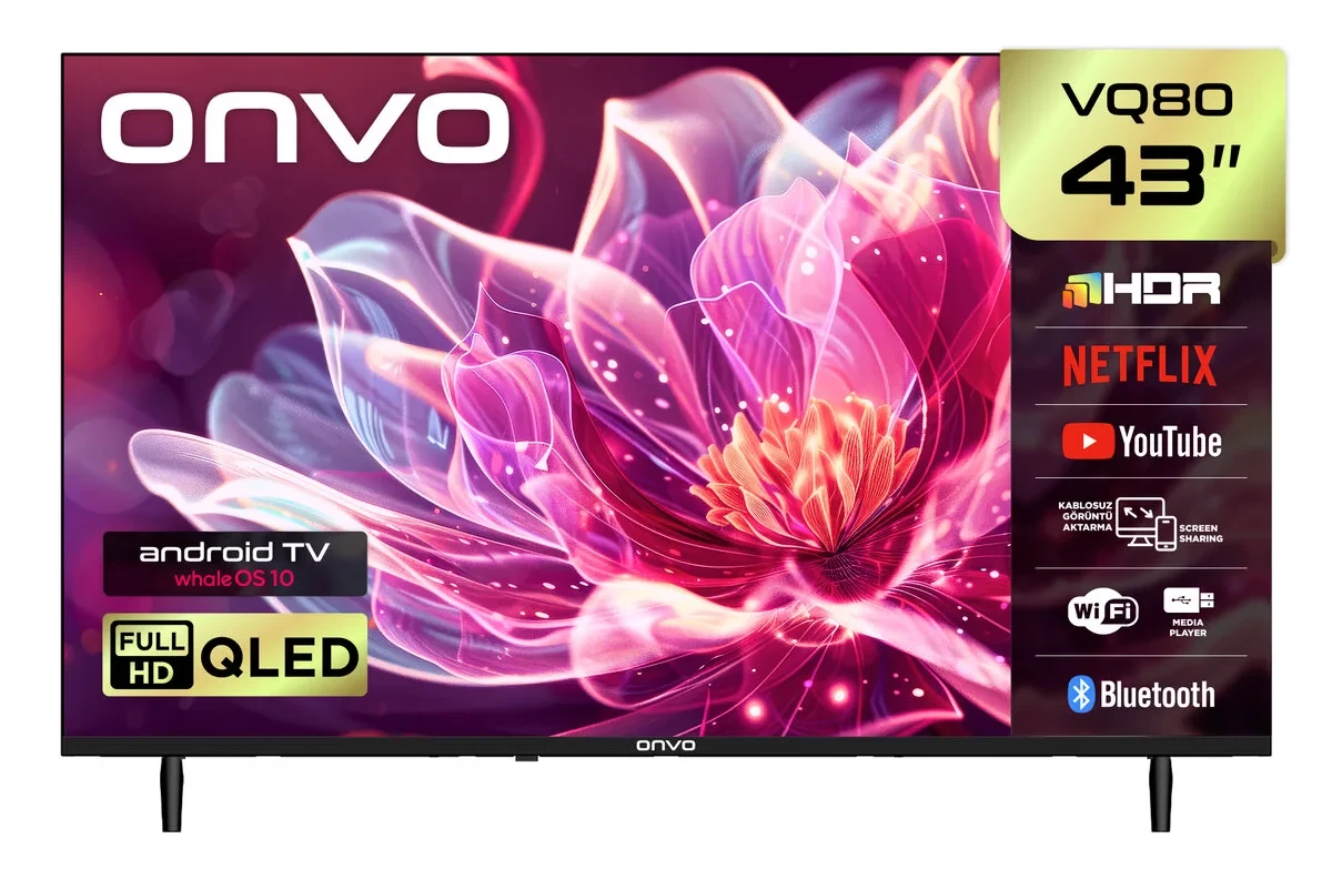 ONVO 43VQ80F2FA 43” 109 Ekran Uydu Alıcılı Full HD WhaleOS 10 QLED TV