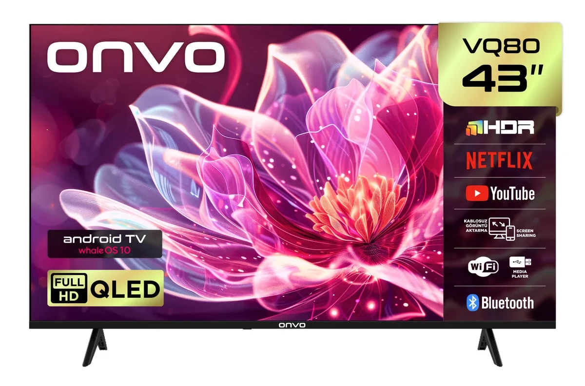 ONVO 43VQ80F3FA 43” 109 Ekran Uydu Alıcılı Full HD WhaleOS QLED TV
