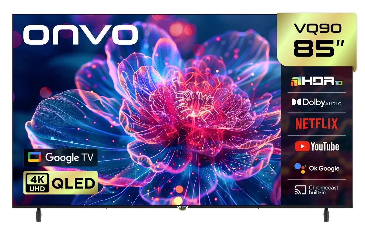 ONVO 85VQ90F2UA 85” 216 Ekran Uydu Alıcılı 4K Ultra HD Google Smart QLED TV