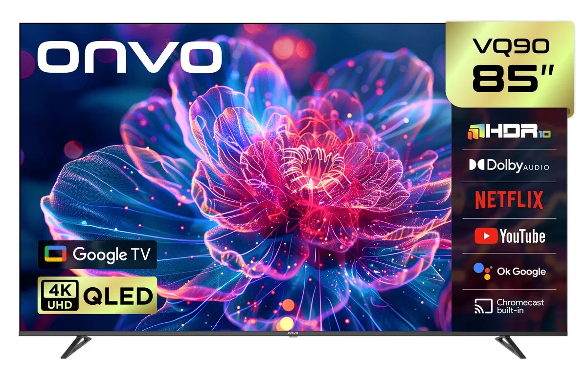 ONVO 85VQ90F3UA 85” 216 Ekran Uydu Alıcılı 4K Ultra HD Google Smart QLED TV