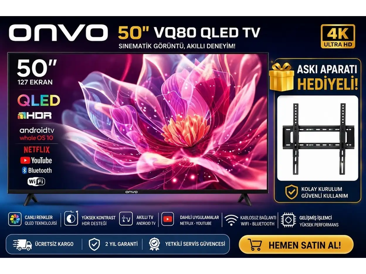 ONVO Smart 50 inç 127 cm 4K UHD QLED