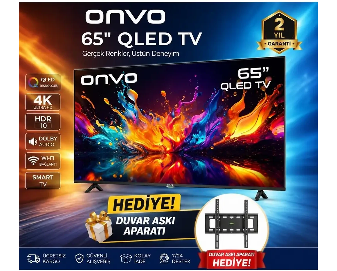 ONVO Smart 65 inç 165 cm 4K UHD QLED