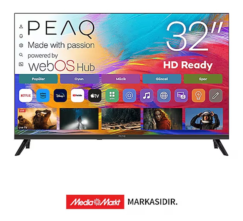PEAQ 32D7000 32 inç 80 Ekran Dahili Uydu Alıcılı WebOS HD LED TV