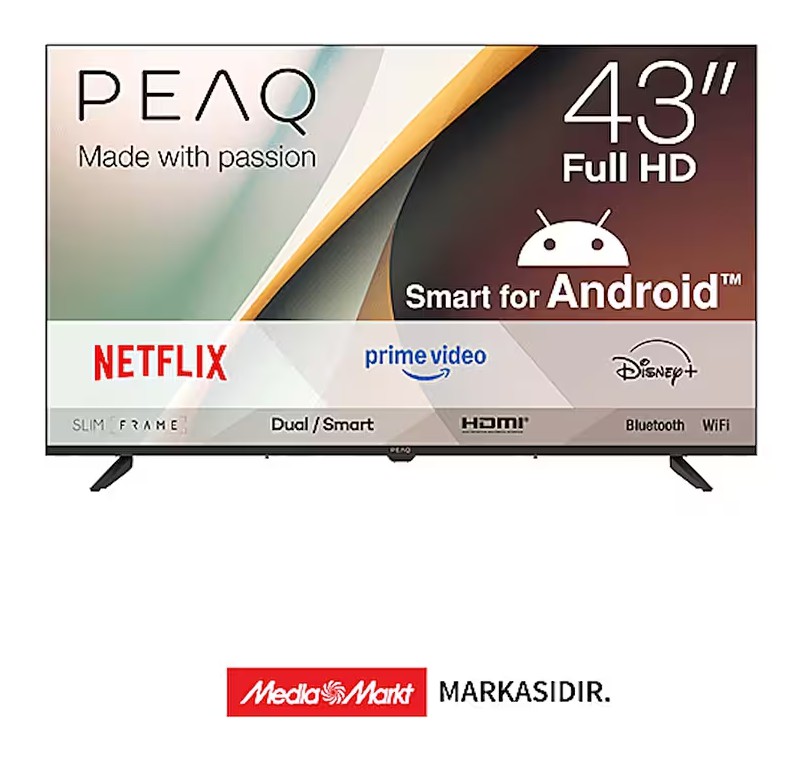 PEAQ 43A7000 43 inç 108 Ekran Dahili Uydu Alıcılı Android Full HD LED TV