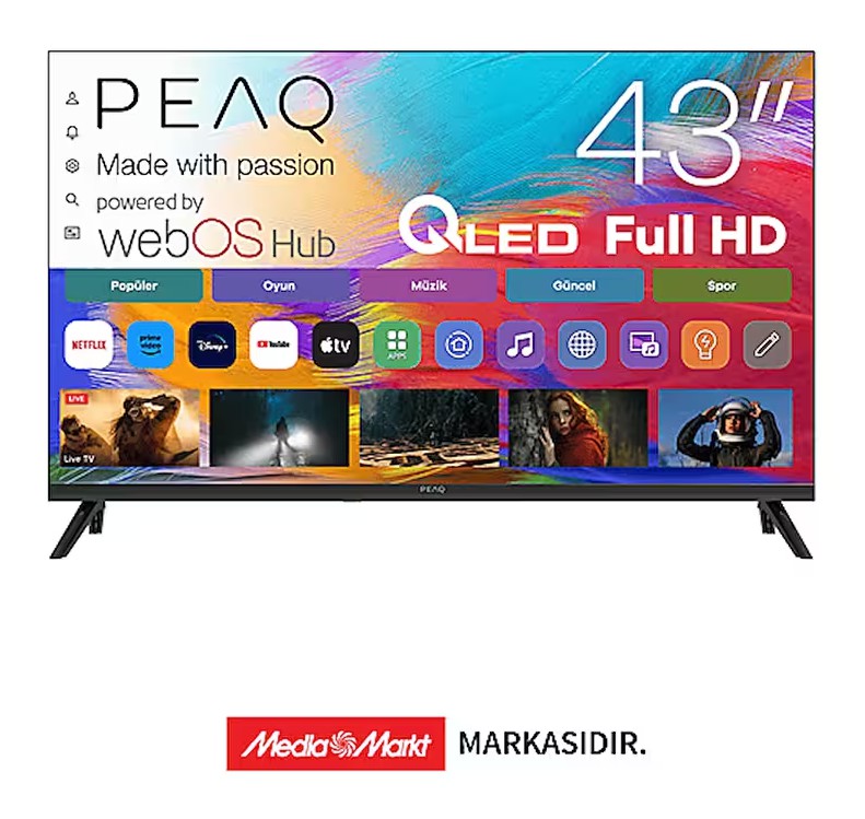 PEAQ 43Q90 43 inç 108 Ekran Dahili Uydu Alıcılı WebOS Full HD QLED TV