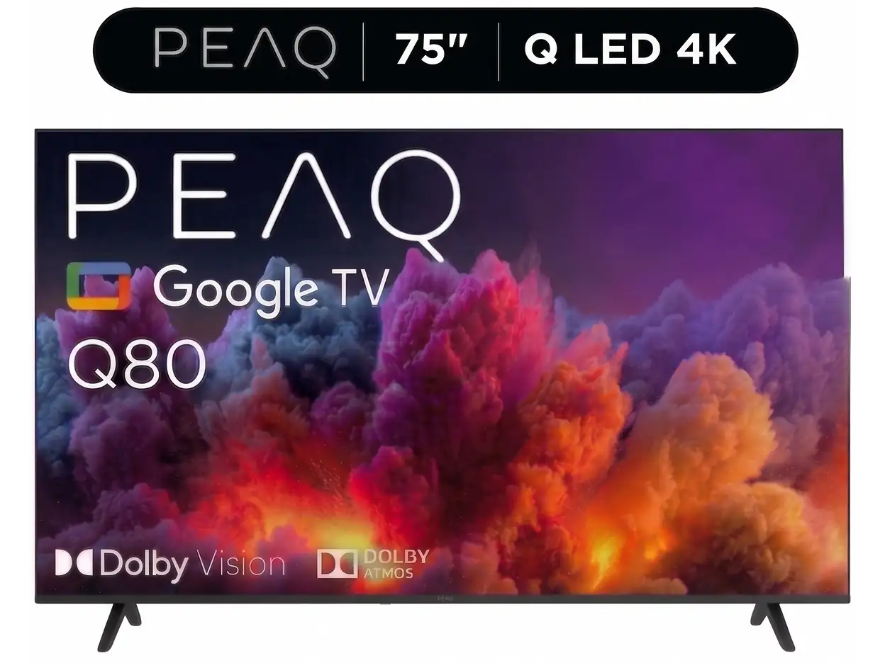 PEAQ 75Q80 75” QLED Smart TV – Google İşletim Sistemli, Dahili Uydu Alıcılı 4K UHD TV
