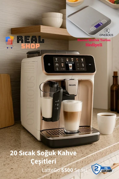 Philips LatteGO EP5543 20 Sıcak ve Soğuk İçecek Tam Otomatik Espresso Kahve Makinesi +1kg kahve
