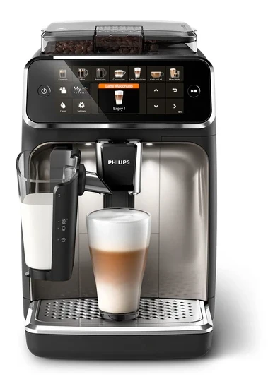 Philips Serisi 5400 tam otomatik kahve makinesi – LatteGo, 12 içecek, süt köpürtücü, dokunmatik ekran, 4 profil, krom kaplama (EP5447/90)