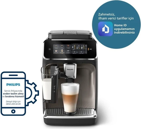 Philips Tam Otomatik Lattego Espresso Makinesi, 3300 Serisi, Silentbrew Krom
