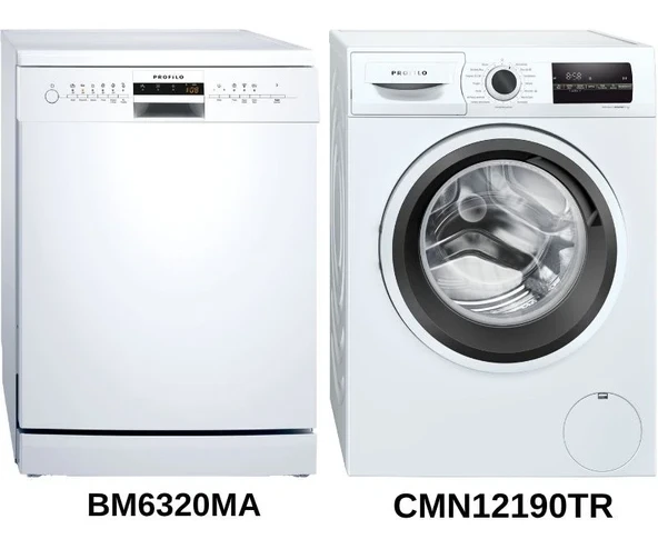Profilo 6 Program Bulaşık Makinesi (BM6320MA) + 9 Kg Çamaşır Makinesi (CMN12190TR)