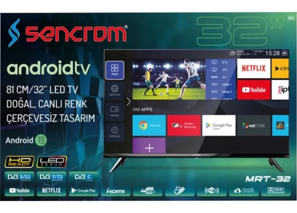 Sencrom 32″ 81 Ekran Android LED TV Android 13