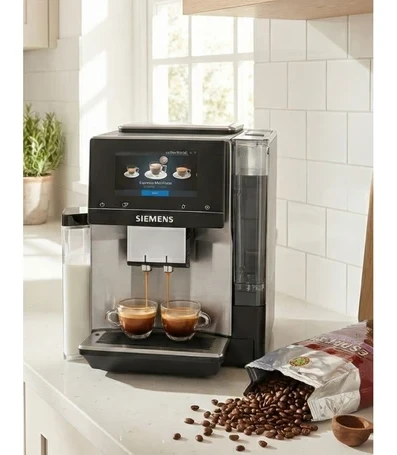 Siemens Wi-Fi Uzaktan Takip ve Kontrol EQ700 Integral Premium Tam Otomatik Kahve Makinesi – Iselect Ekran – Home Connect – Inox Paslanmaz Çelik +2kg Kahve TQ7