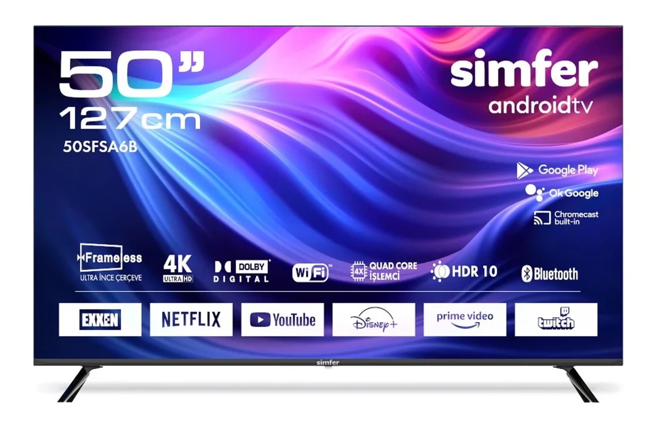 Simfer 50SFSA6B 127 Ekran 50 ” Android LED 4K UHD Televizyon