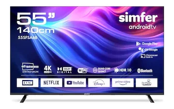 Simfer 55SFSA6B 4K Ultra HD 55″ 140 Ekran Uydu Alıcılı Android Smart LED TV