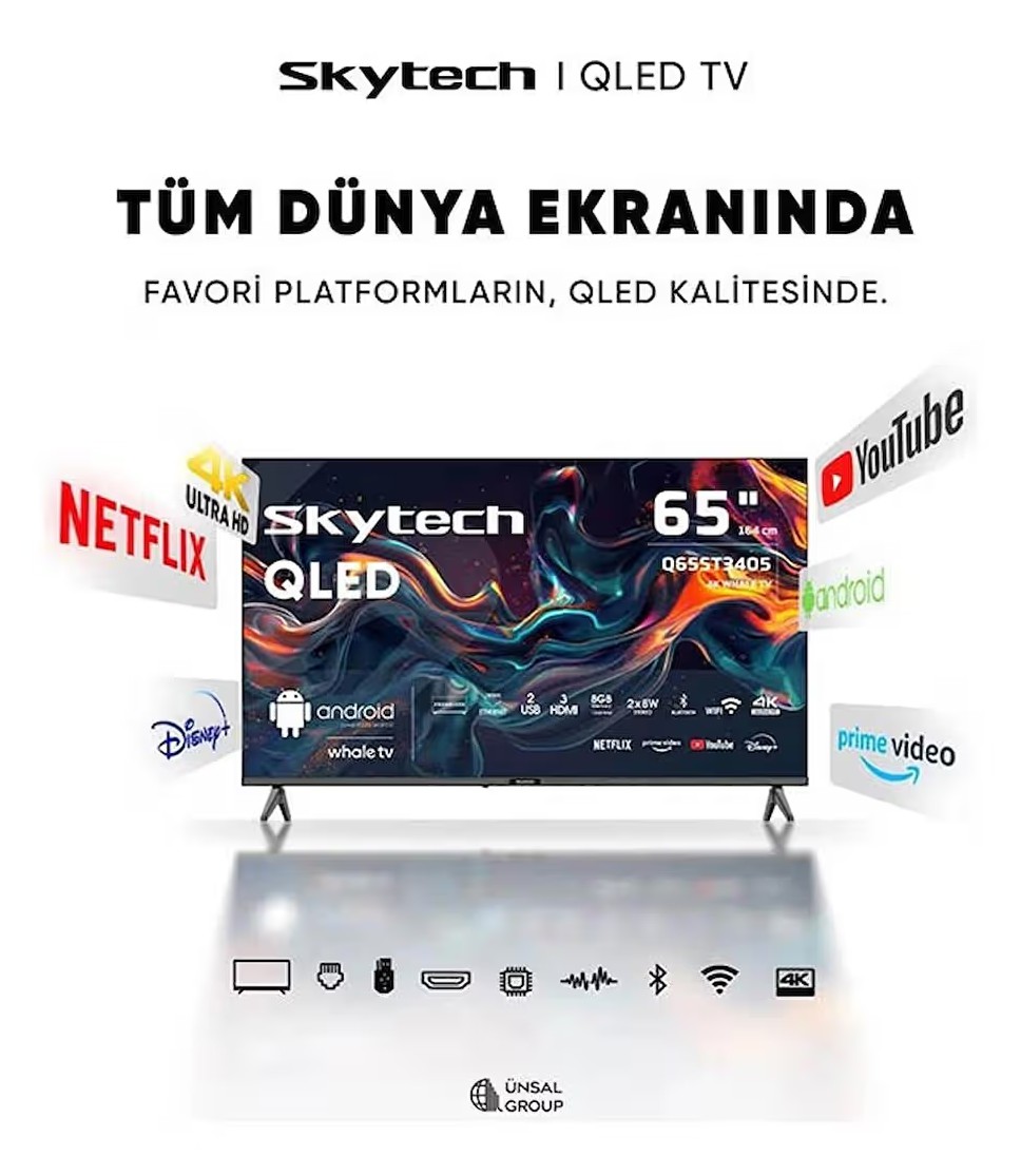 Skytech Q65ST3405 4K Ultra HD 65″ 165 Ekran Uydu Alıcılı Smart QLED TV