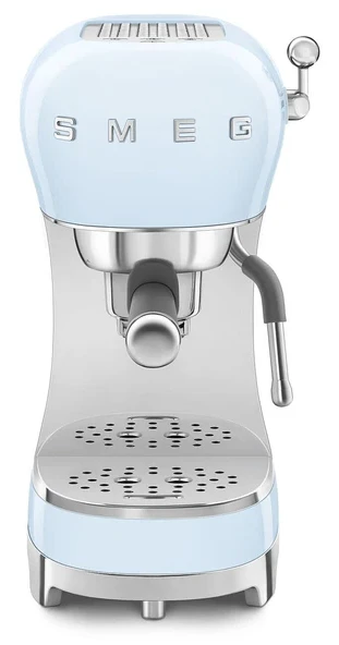Smeg, espresso kahve makinesi ECF02PBEU, cappuccino buhar fonksiyonu, termoblok, geniş fincan muhafazası ve ikili kahve fonksiyonu, 1 L su deposu, kullanıcı dostu kontrol sistemi, 1350 W, gök mavisi