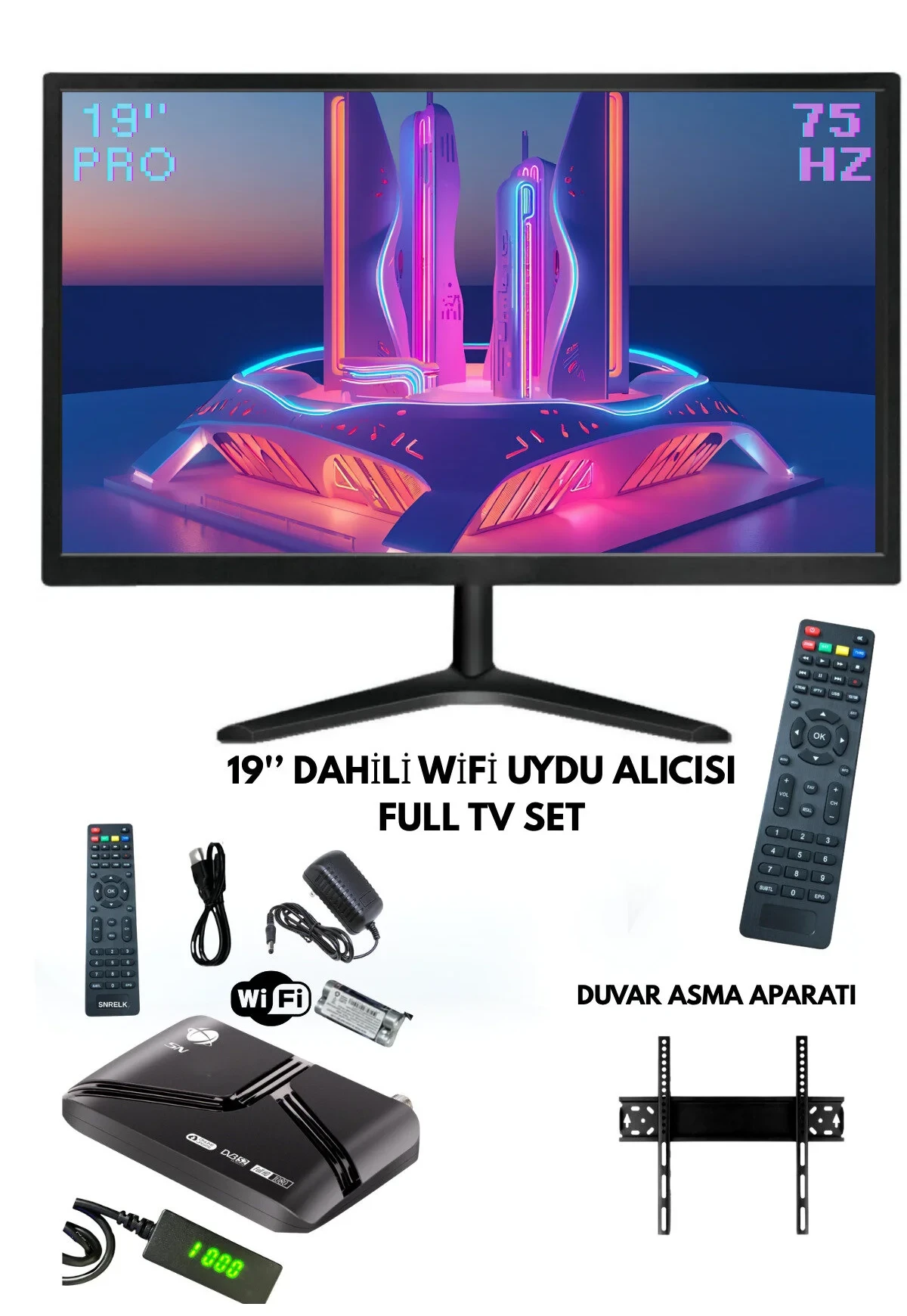 SN-HA-MA 19” 49 Ekran Pro Dahili Hoparlör (Dahili Wifi) Uydu Alıcısı Full Set Tv Monitör (Hdmı-Vga