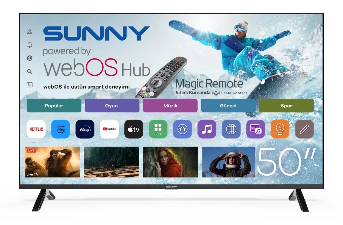 Sunny 50” 126 Ekran UHD WEBOS 2.0 D-DUAL LED TV (SN50FMN252) Uyumlu