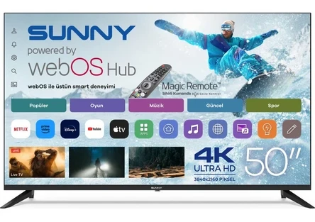 Sunny SN50UPRL-W02M 4K Ultra HD 50″ 127 Ekran Uydu Alıcılı webOS Smart LED TV