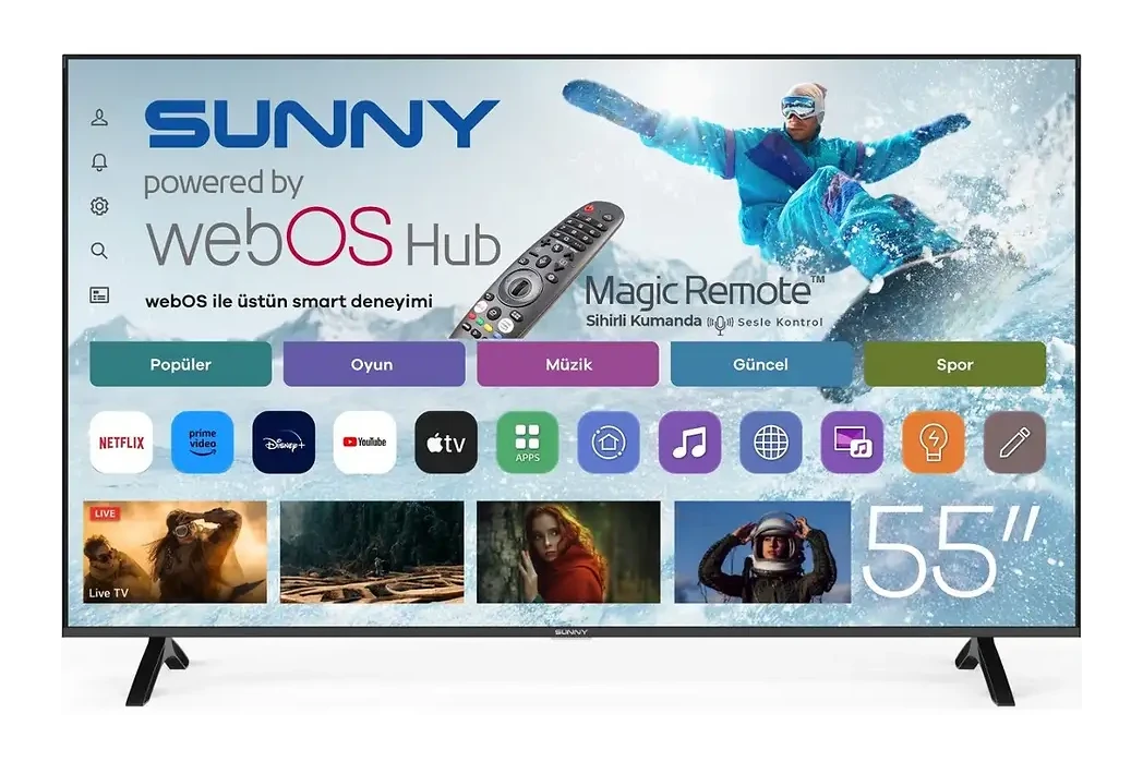 SUNNY SN55FMN252 55 inç 139 cm Dahili Uydu Alıcılı 4K UHD TV