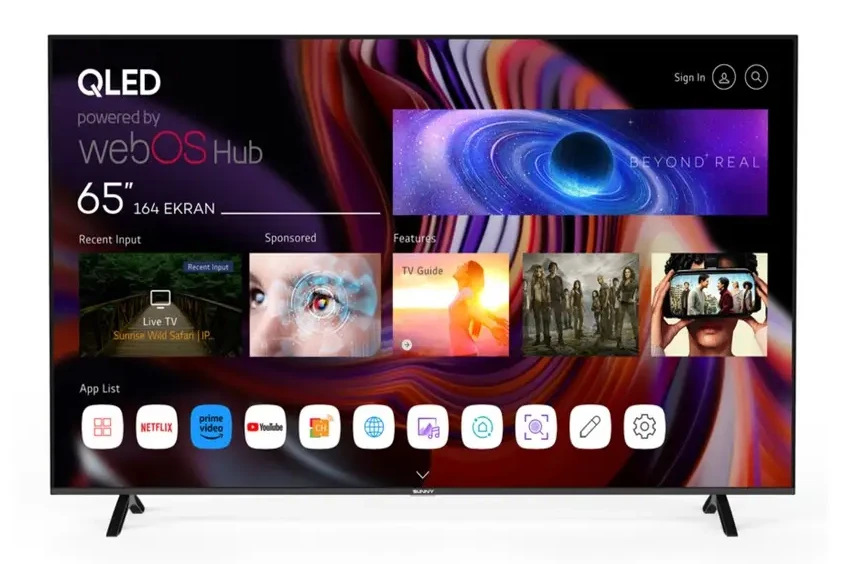 Sunny SN65QMN252 65” 165 Ekran Frameless UHD 4K WebOS 2.0 QLED TV