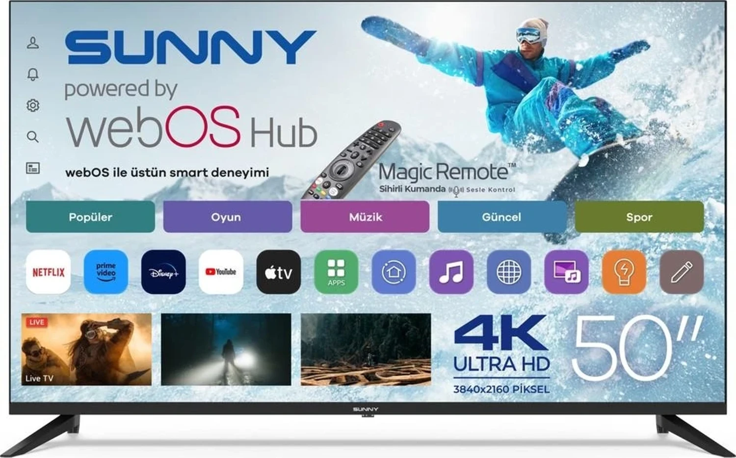 SUNNY TV SN50UPRL-W02M 50 İNÇ WEBOS 4K SMART ULTRA HD LED TV