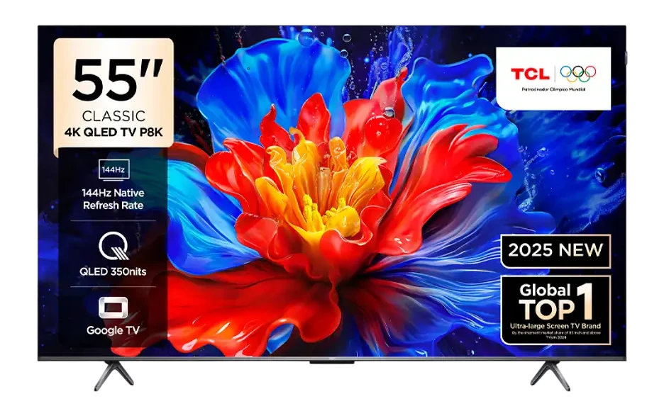 TCL 55P8K 55 inç 139 Ekran Uydu Alıcılı Smart 4K UHD QLED Google TV